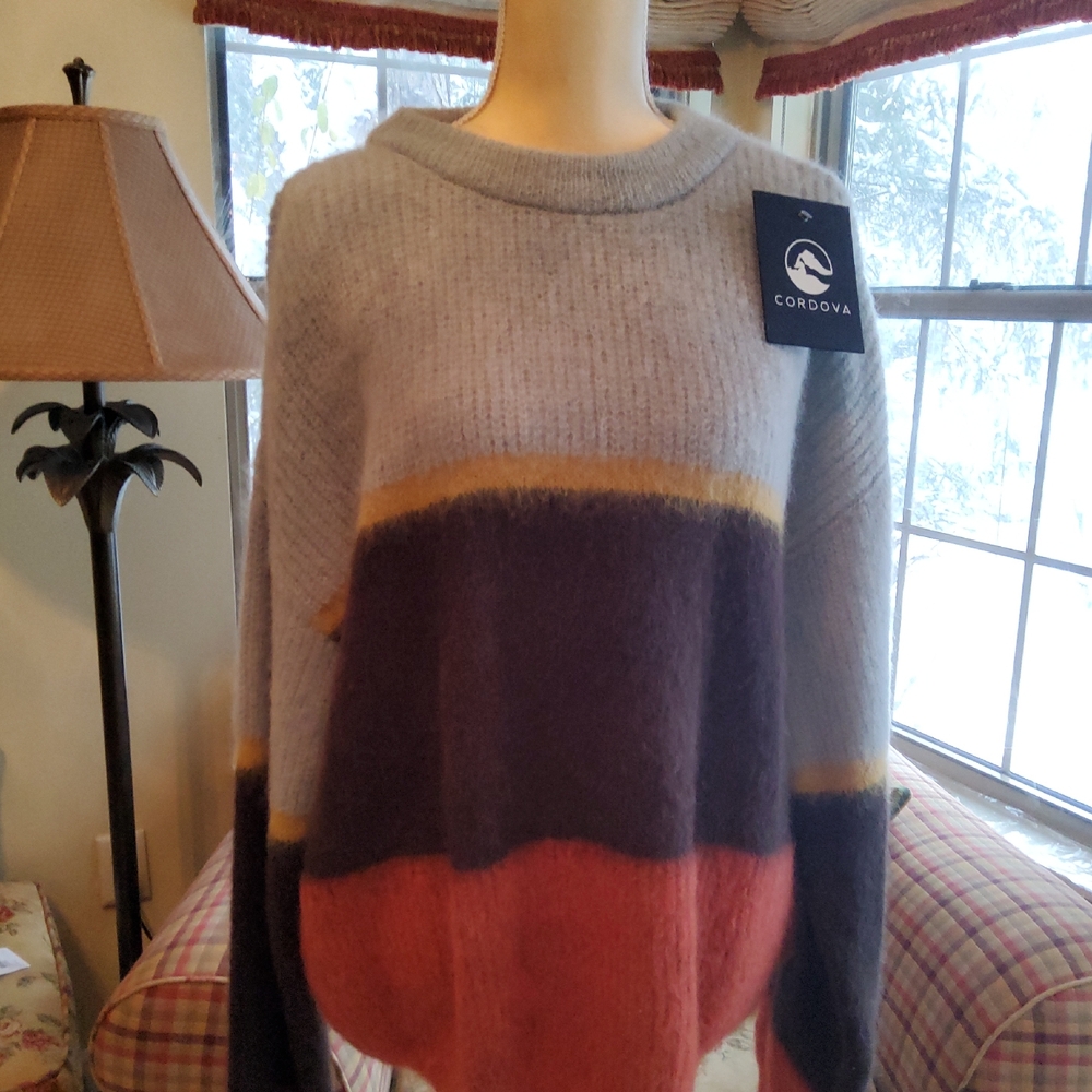 Cordova Oversized  Multicolor Crew Neck Sweater.NWT. Pit to Pit 25".Length 28".